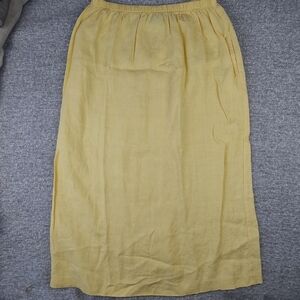 Hill Country Elegant Yellow Women Skirt Large Maxi Linen 100%